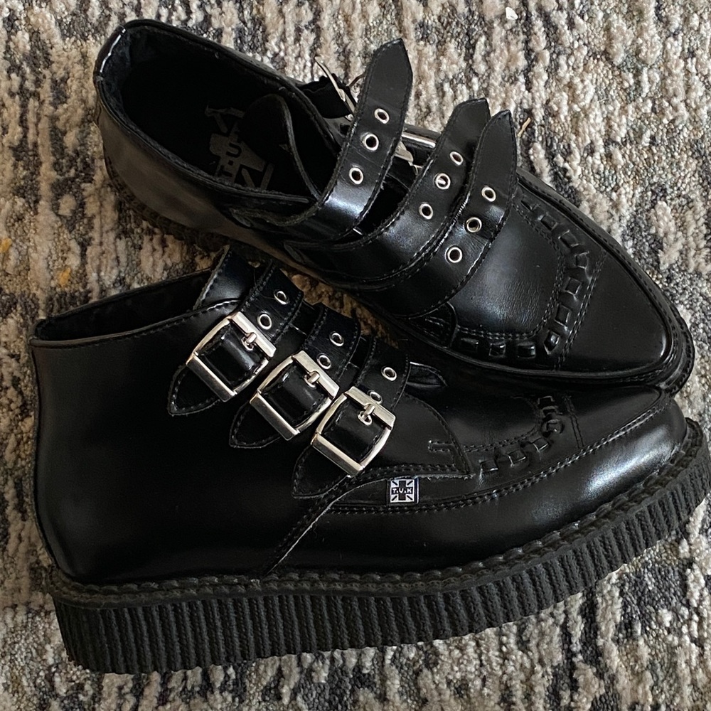 TUK 3 Buckle Pointed Creeper Boot Leather
